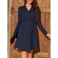 thumbnail image 3 of Fancyglim Women's Plus Size Long Sleeve Casual Dresses Casual Loose V Neck Button Swing Sundress with Pockets Navy 2XL, 3 of 8