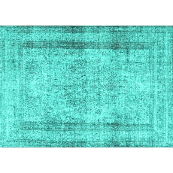 Ahgly Company Machine Washable Indoor Rectangle Persian Turquoise Blue Traditional Area Rugs, 5' x 7'