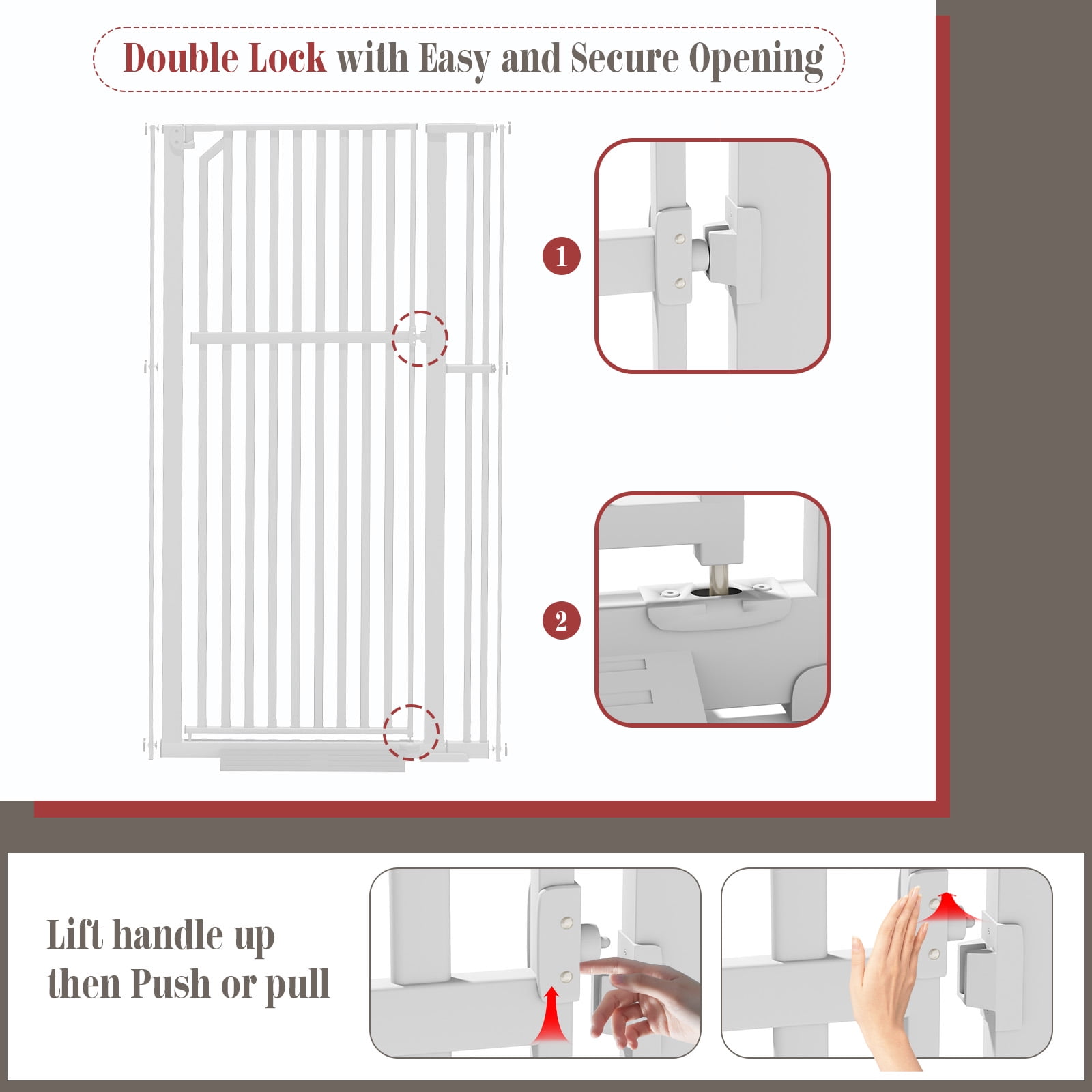 GLAF 63" Extra Tall Cat Gate - 30-37.8" Wide Extendable Cat Barrier for Doorway - Pressure Mounted Cat gate for Doorway - Auto Close Extra Tall Pet Gate - 63 inch Tall pet gate