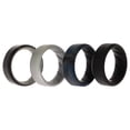 thumbnail image 1 of Juego de anillos de boda de silicona BR con borde de 8 mm - Negro-Azul-Camuflaje de ROQ para hombre - Anillo de 4 x 7 mm, 1 of 1