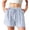 #147-Light Blue, variant on Women's Casual Striped Shorts Elastic Waist Drawstring Trousers with Pockets for Vacation
