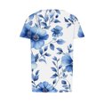thumbnail image 5 of Jjayotai No Boundaries Womens Summer Tops, Casual Puff Short Sleeve T Shirts, Floral Pleated Tunics, Round Neck Work Blouse, Blouses for Women Dressy Casual Multicolor^2 XXL, 5 of 6