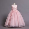 thumbnail image 1 of Vestido de niña de las flores Vestido de princesa con cintura de mariposa sin mangas para niña Vestido de novia largo de malla hinchada para niña, 1 of 6