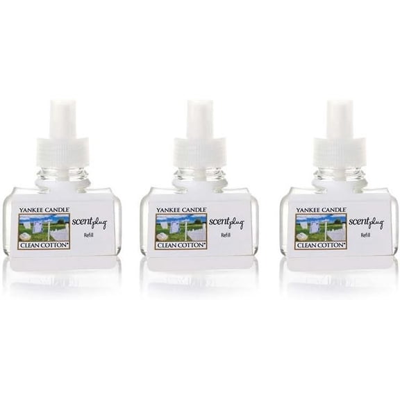 Yankee Candle 3 Pack Clean Cotton ScentPlug Refill 0.6 Oz.