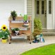 thumbnail image 4 of JJUN Outdoor Garden Potting Bench Table Wooden Horticulture Planting Worstation w/Metal Tabletop/Storage Shelf/3 Hooks, Natural Wood, 4 of 19