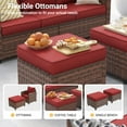 thumbnail image 6 of ELPOSUN 7 Pieces Outdoor Patio Furniture Set, 4 x Single Chair, 2 x Ottoman and 3-Seat Sofa with Cushions, Outdoor Wicker Sectional Conversation Set for Garden, Poolside, Backyard, Wine Red Cushions, 6 of 7