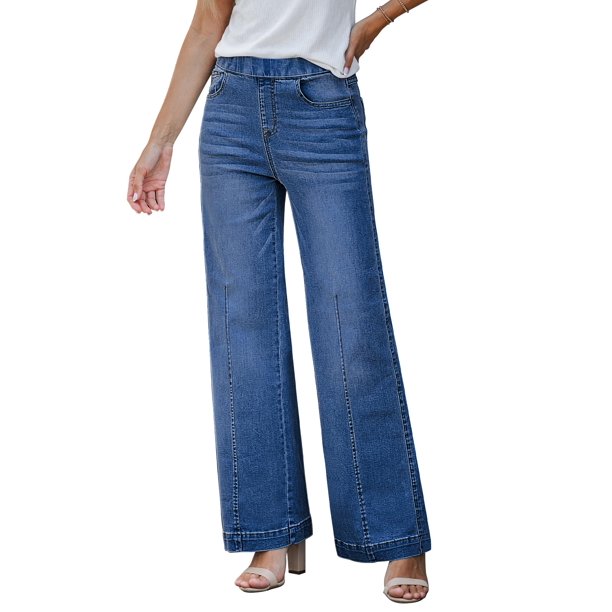 Pantalones GRAPENT para mujer, pantalones anchos de viaje, color azul, talla L