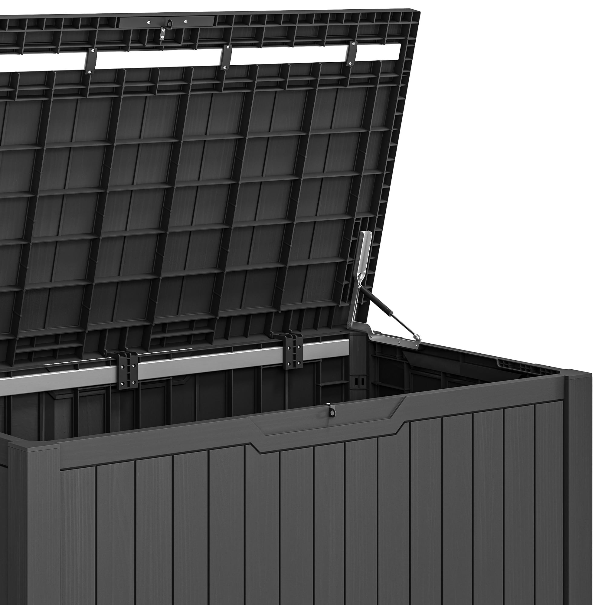Uforic 240 Gallon XXL Lockable Resin Outdoor Deck Box, Weather Resistant Storage Container, Dark Gray