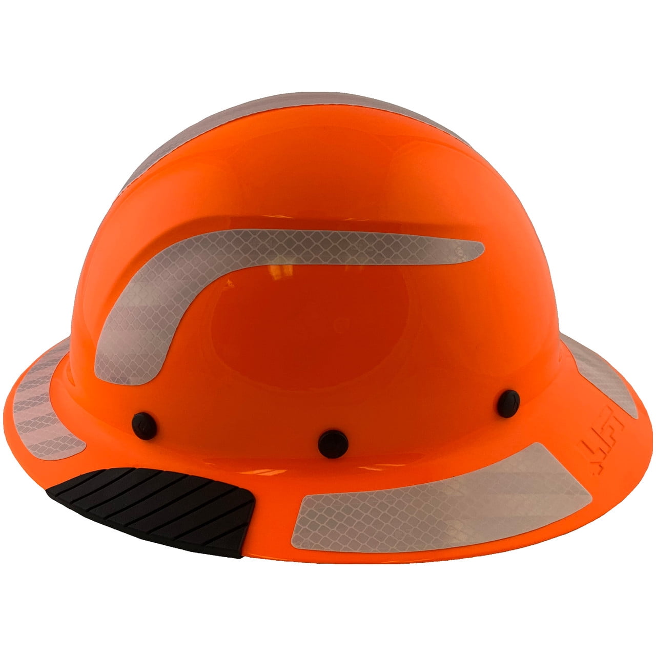 DAX Fiberglass Composite Hard Hat - Full Brim High-Viz Orange with Reflective White Decal Kit Applied