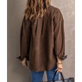 thumbnail image 3 of Women's Brown Turn Down Collar Buttoned Shirt Jacket, 3 of 17