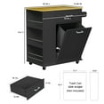 thumbnail image 5 of Glavbiku Rolling Kitchen Island Cart with Tilt-Out Trash Bin Cabinet & Drawer for Kitchen,Black, 5 of 16