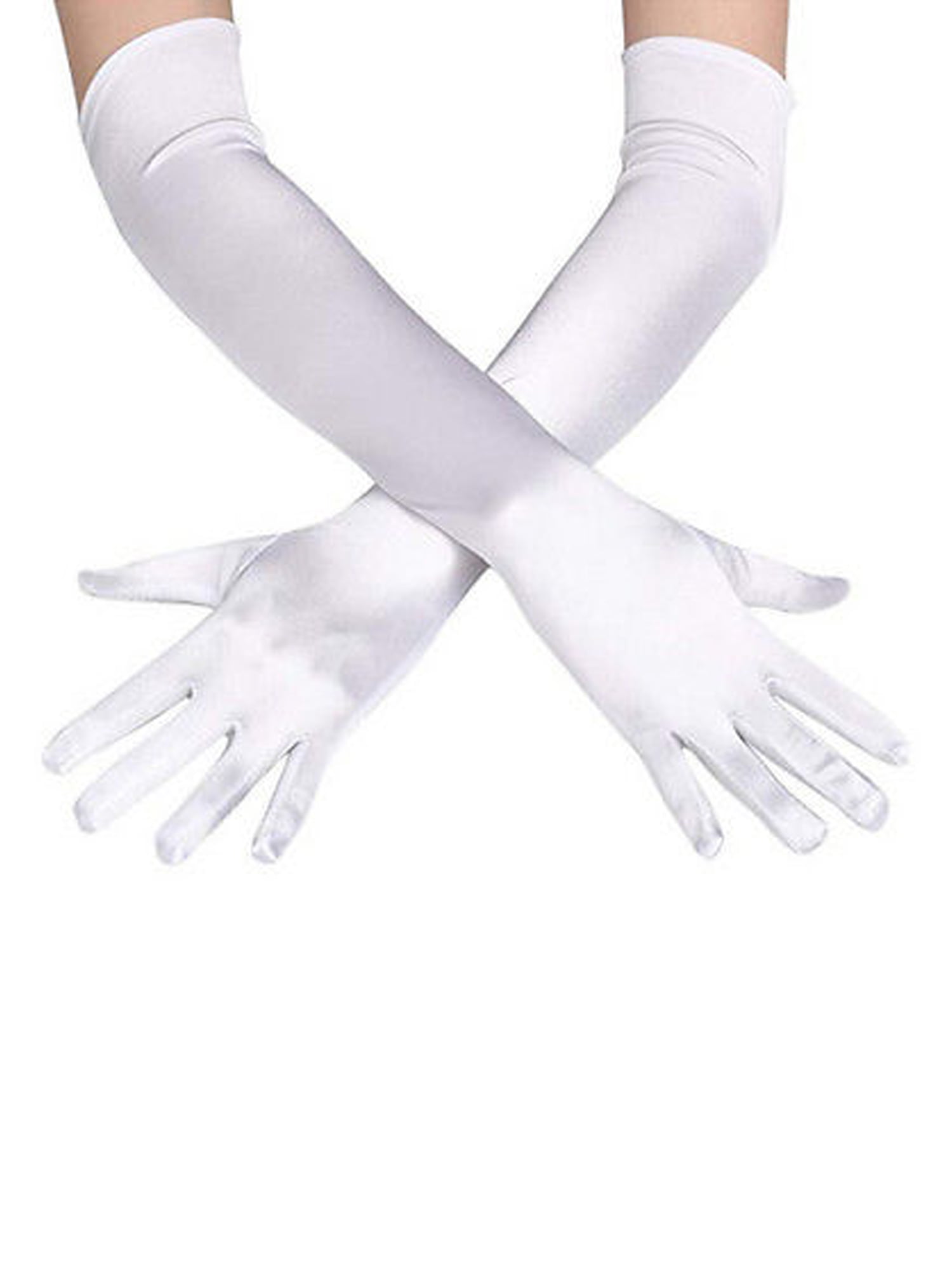23" Long Stretch Satin Opera Glove With Spandex.Bridal Wedding.Prom.Halloween. 