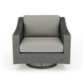 thumbnail image 4 of Martha Stewart Indoor-Outdoor Patio Chair in Gray Rattan Wicker with 360° Swivel and Gray All-Weather Cushions, 4 of 12