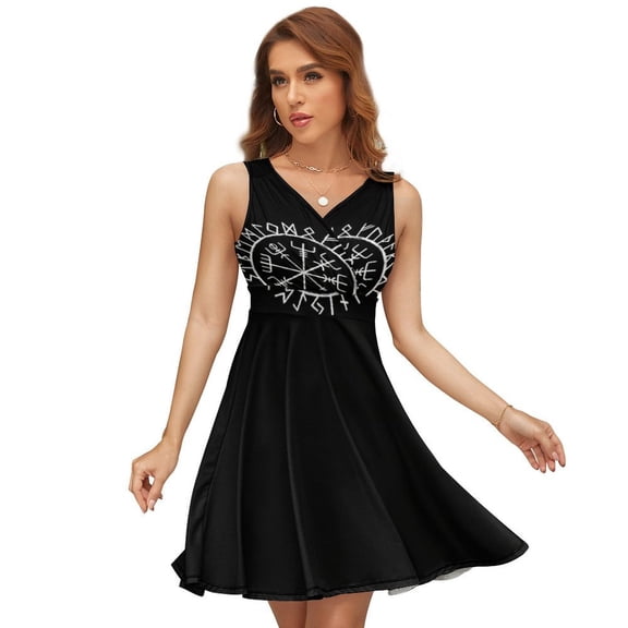 Nordic Mythology Rune Circle Dress Fashion Beach Long Dresses Female Party Printed Sundress