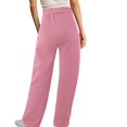 thumbnail image 2 of Gibobby pantalones de mujer holgados Pantalones deportivos con forro polar de algodón para mujer, pantalones deportivos informales con pierna recta (Rosa, M), 2 of 4