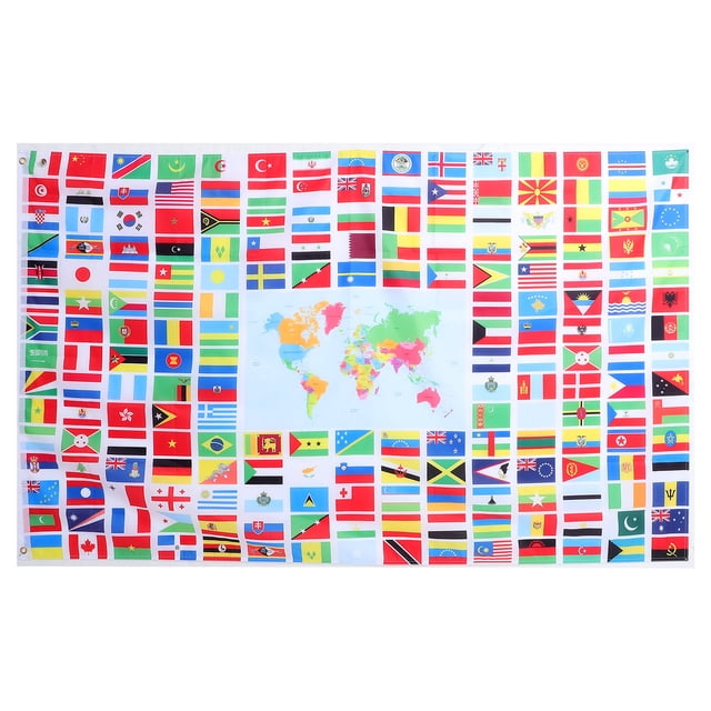 KAKOWELY Fondo de banderas nacionales, banderas del mundo, decoración de pancartas para aulas, fondo de banderas internacionales, pancartas de países para decoración de escuelas y oficinas.