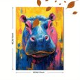 thumbnail image 3 of Qisvanset 12x16 Inch Framed Canvas Wall Art Vibrant Abstract Hippo Modern Expressive Animal Living Room Decor, 3 of 8