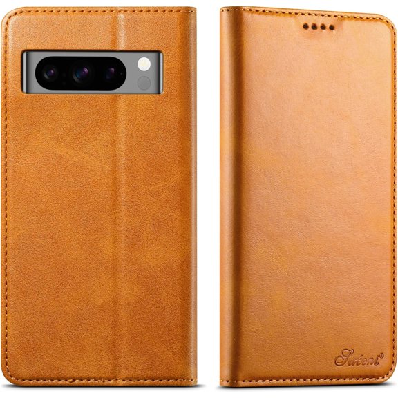 Case for Google Pixel 8 Pro,Luxury PU Leather Wallet Folio Phone Case with Kickstand Card Holder Magnetic Flip Shockproof Protective Cover for Google Pixel 8 Pro (Khaki)