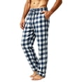 thumbnail image 6 of SAWOBUUN Men's Plaid Pajama Pants Elastic Drawstring Waist Loose Buffalo Check Lounge Sleep Pants with Pockets, 6 of 6