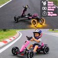 thumbnail image 3 of iRerts 12V Ride on Toys, Powered Electric Go Kart with Music, LED Light, Horn, Forward/Backward, Pedal Go Kart Kids Electric Car for Kids Boys Girls Ages 3-6, Magenta, 3 of 10