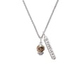 thumbnail image 2 of Delight Jewelry Goldtone Wide Tan Cheetah Print Spinners Silvertone Forever Bar Charm Necklace, 23", 2 of 4