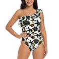 thumbnail image 2 of Yiaed Sea ​​Urchin Print Women One Piece Swimsuits Tummy Control One Shoulder Bathing Suits Pattern Ruffle Swimwear-Large, 2 of 8