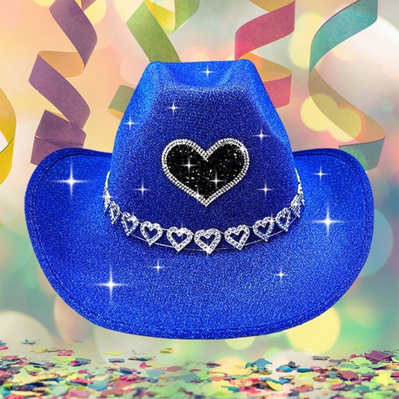 Woman Hats Blue Cowgirl Hats Women Sequin Cowgirl Hat Sparkly Cowboy Hat Cute Hats for Women Wedding Cowboy Hat