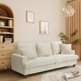 thumbnail image 4 of 87" Corduroy Sofa,3 Seater Sofa with Extra Deep Seats,Neche Comfy Upholstered Couch for Living Room,2 Pillows,Beige, 4 of 11