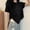 Black, variant on Womens Solid-color Drawstring Round-neck Short-sleeved Casual Top T-shirt