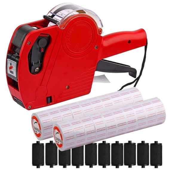 MX-5500 8 Digits Price tag Gun with 15000 Sticker Labels and 10 Ink Refill, Label Maker Pricing Gun Kit Numerical Tag Gun for Office, Retail Shop, Grocery Store (Red)