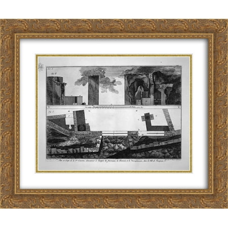 Gold Home Accessories Giovanni Battista Piranesi 2x Matted 24x20 Gold Ornate Framed Art Print 'Ornaments and accessories of the same Tavern' ()
