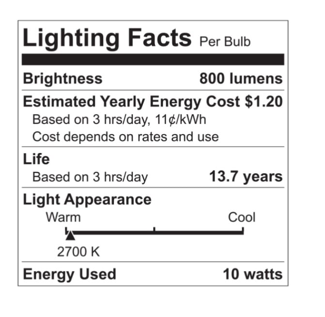 Great Value A19 Frosted Indoor General Purpose LED Light Bulb, 60W Replacement, Soft White, 4-Pack