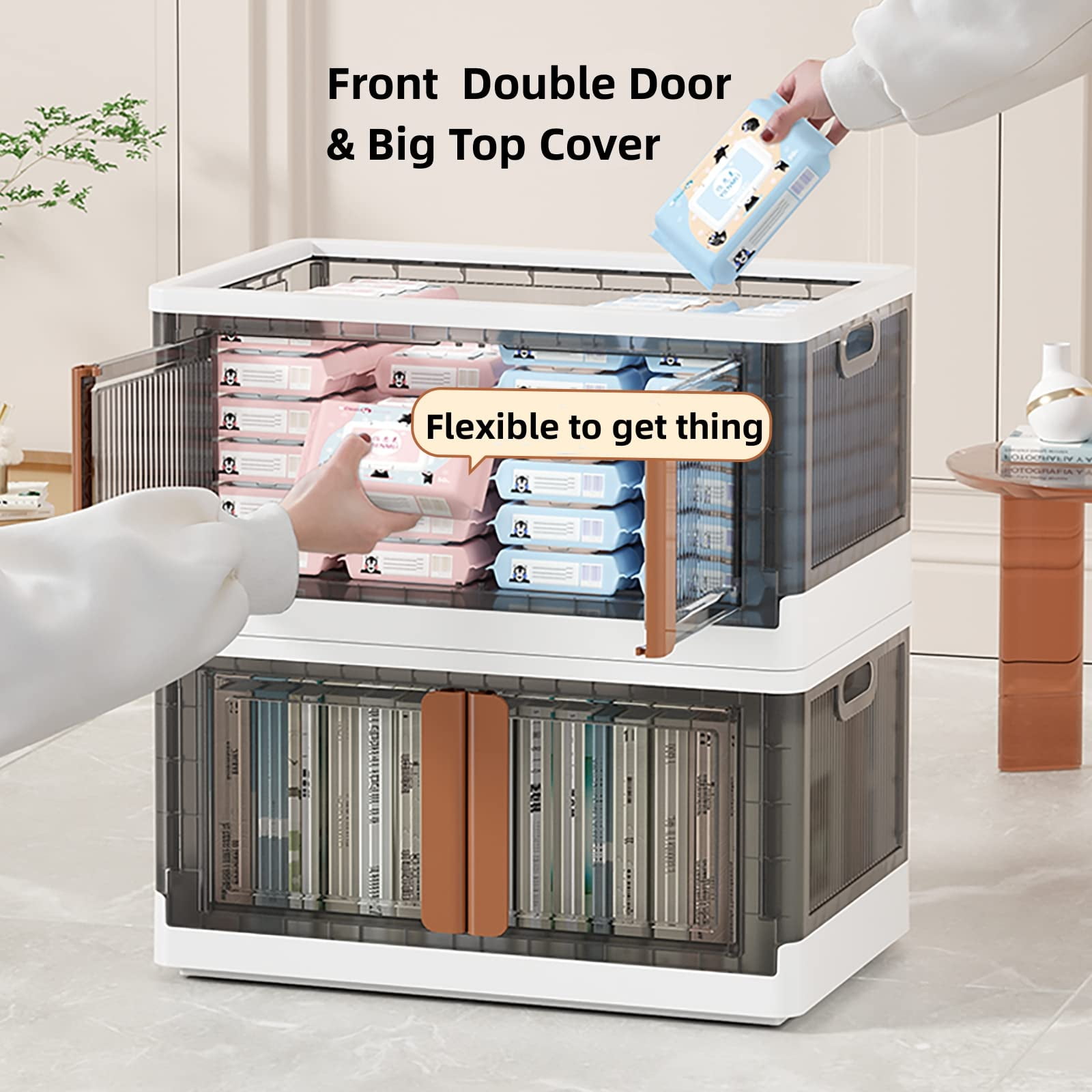 Nuolux Plastic Storage Case Multifunctional Portable Foldable Car Storage Box Home Wardrobe Storage Organizer - Size S (Pink), Size: 21