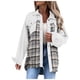 thumbnail image 2 of ICHUANYI Liquidación Moda Mujer Casual Bolsillos Impreso Manga Larga Tops Chaqueta A Cuadros Abrigo ICHUANYI WER2023082202168, 2 of 9