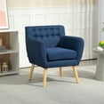 thumbnail image 2 of HOMCOM Fauteuil d'Appoint Moderne, Fauteuil à Accoudoirs Rembourré en Lin, Fauteuil Club Capitonné, 2 of 10