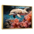 thumbnail image 2 of Designart "Eternal Dolphin Dance" Animals Dolphin Floater Framed Wall Art Living Room, 2 of 5