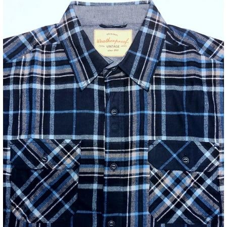Weatherproof Vintage Men's Lightweight Plaid Flannel Shirt, Bright Blue XL -
