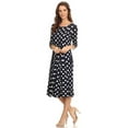 thumbnail image 2 of Women's Casual Loose Fit 3/4 Sleeve Jersey Knit A-Line Big Polka Midi Dress, 2 of 4