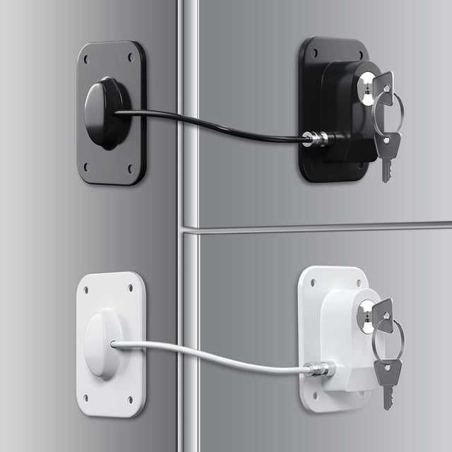 Cerradura para Refrigerador RORMGO Paquete de 2 con Llaves y Cable de Silicona