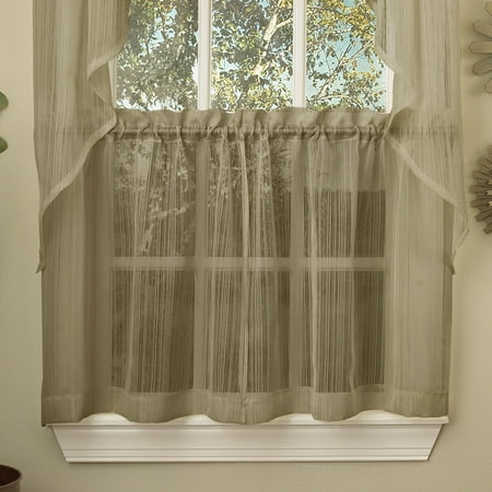 Harmony Micro Stripe Semi Sheer Kitchen Curtains 24 36 Tier