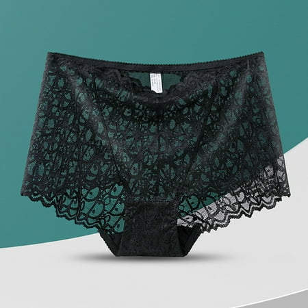 Srogem Womens Sexy High Waisted Underwear Lace Briefs Curvy Silky French Cut Panties Breathable Lace Briefs Granny Panty