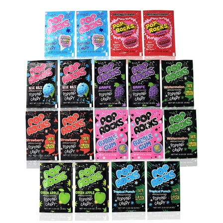 Pop Rocks Popping Candy, 0.33 oz. Pouches, 9 Flavor Variety, 18 Count
