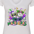thumbnail image 4 of Inktastic Mardi Gras Masks and Beads Women's V-Neck T-Shirt, 4 of 5