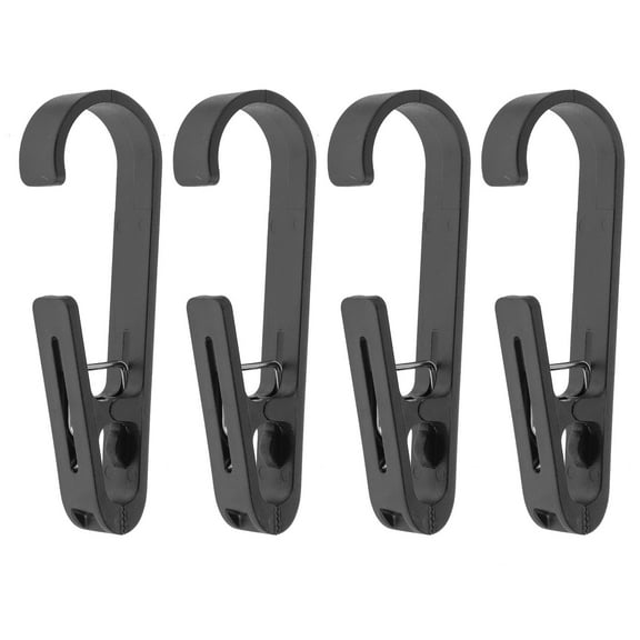 OUNONA  4 Pcs Clothes Pegs for Washing Line Towel Hooks Bathroom Clip Hangers Black