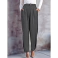 thumbnail image 4 of Women'S Pants Casual High Waist Trousers Tapered Slacks Pockets Dressy Business Work Outfits Gray XS, 4 of 8