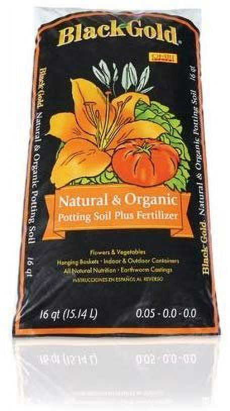Black Gold Organic Potting Soil - All Organic, Pot Soil 16 Qt - 2 Bags, 16 Quart — Indoor & Outdoor Container & Garden Use