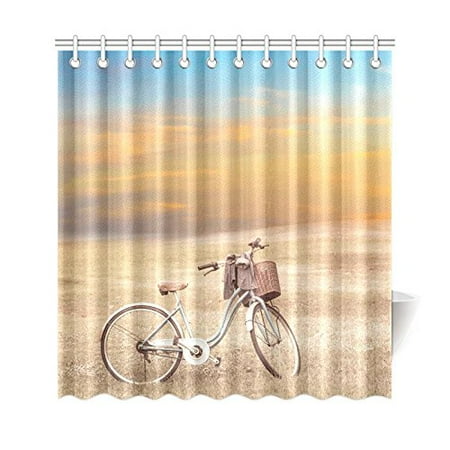 Artjia Vintage Style Shower Curtain Bicycle Outdoor Park