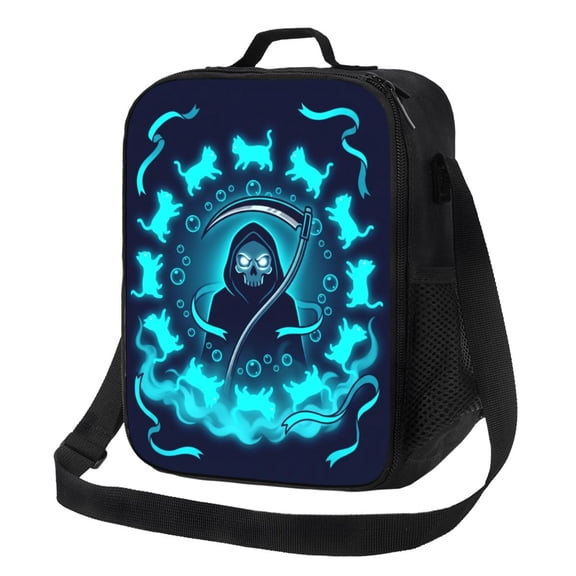 Gothic Skull Insulated Lunch Bag Reusable Lunch Box With Adjustable Shoulder Strap Cooler Tote Bag For Men Women