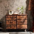 thumbnail image 4 of Dresser For Bedroom 6 Drawers Wide Fabric Storage Units Chest Of Drawers For Bedroom With Metal Frame And Wooden Top For Tv,Brown, 4 of 9