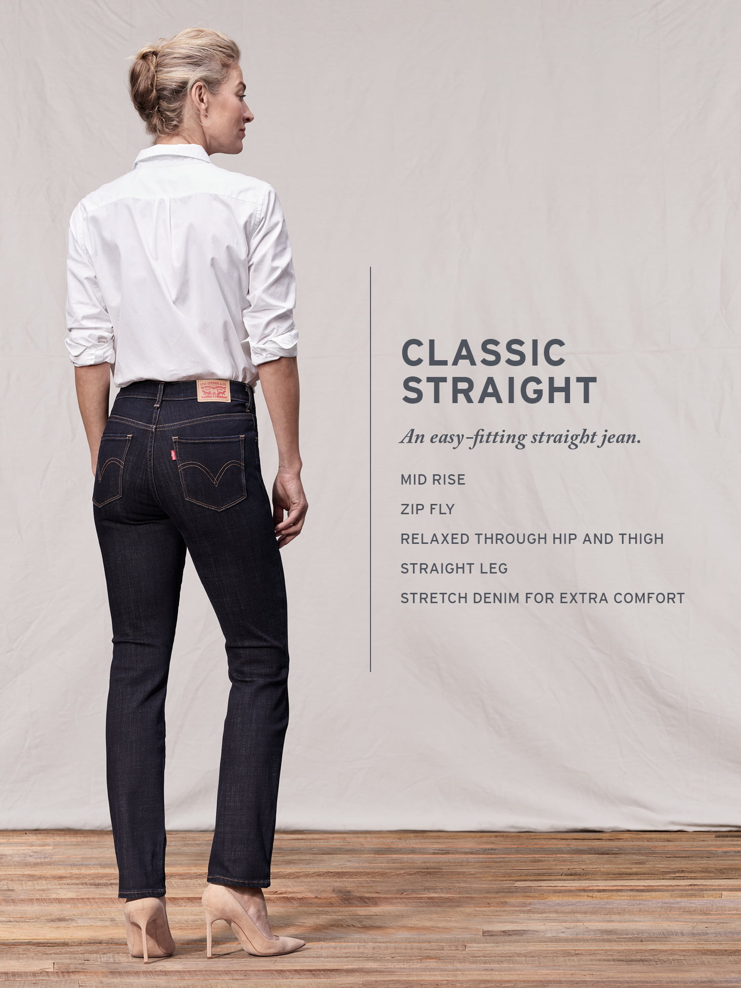 Top 42+ imagen levi’s classic straight jeans womens